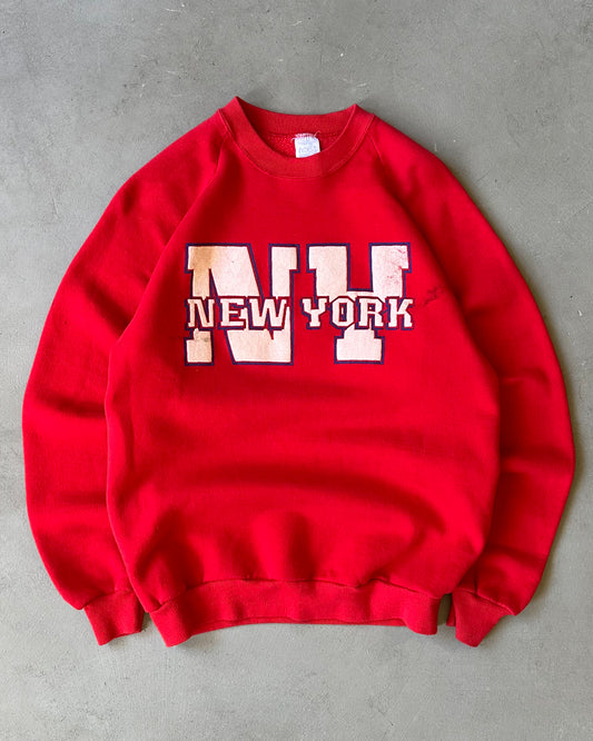 Années 80 - Sweat ras du cou NY rouge - M