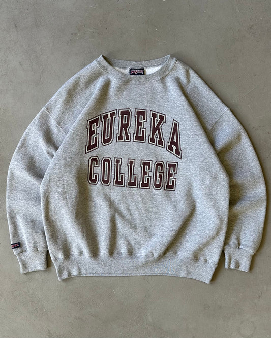 Années 90 - Sweat-shirt ras du cou Eureka gris chiné - XL