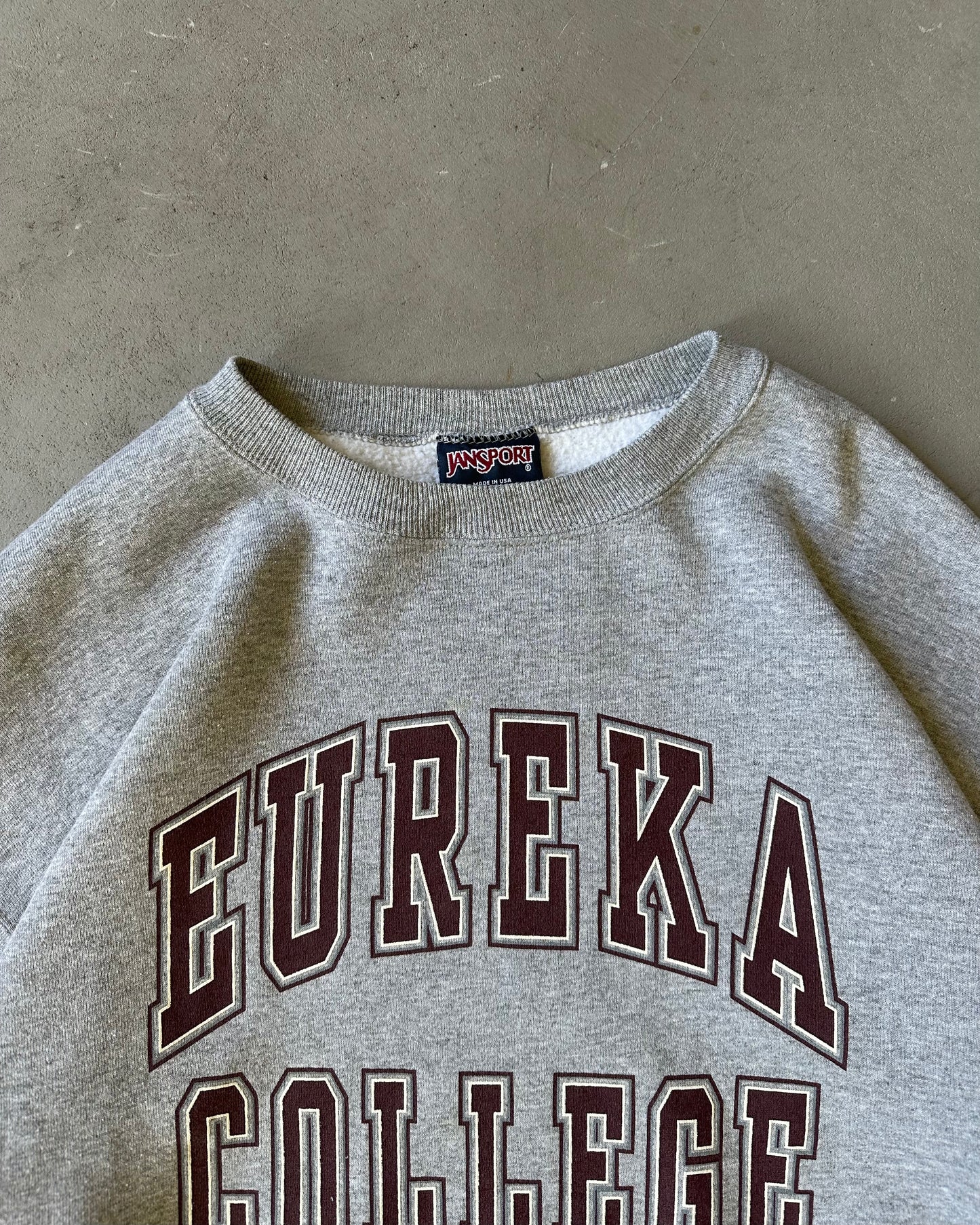 Années 90 - Sweat-shirt ras du cou Eureka gris chiné - XL