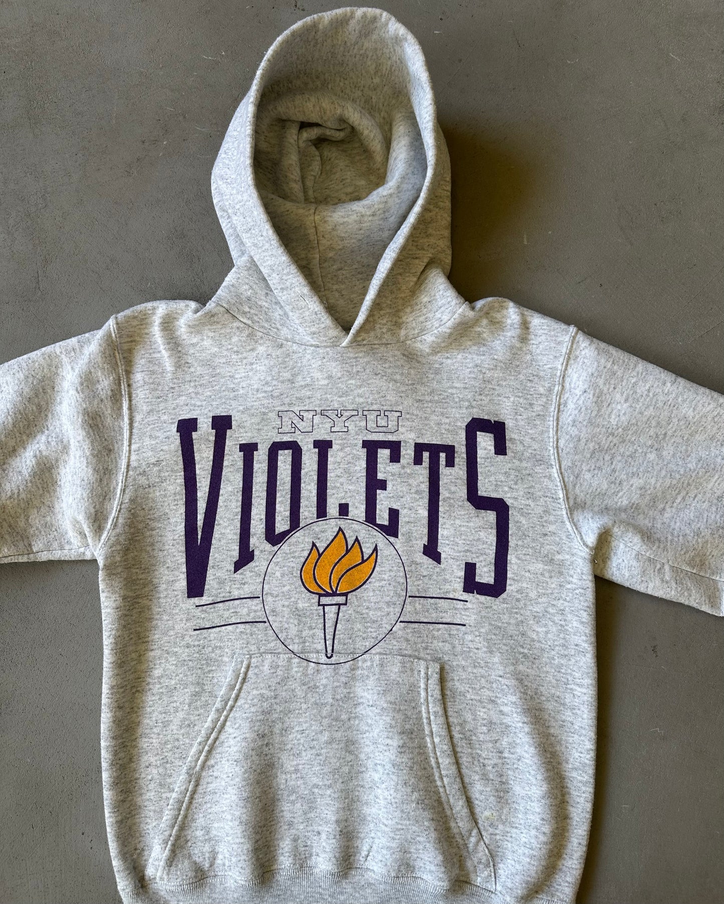 Années 90 - Sweat à capuche NYU gris cendré - XS/S