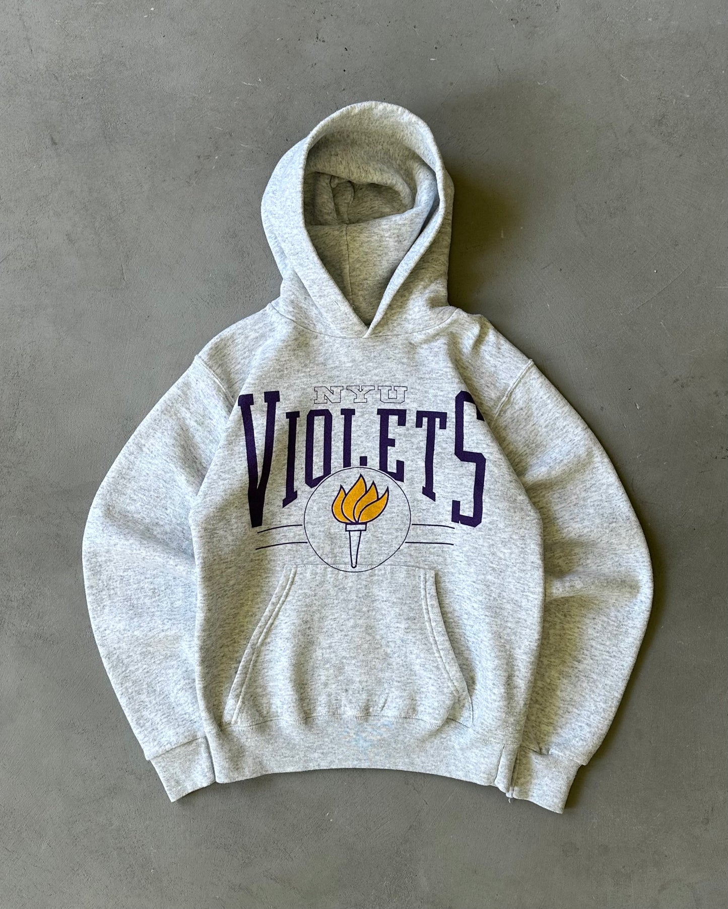 Années 90 - Sweat à capuche NYU gris cendré - XS/S