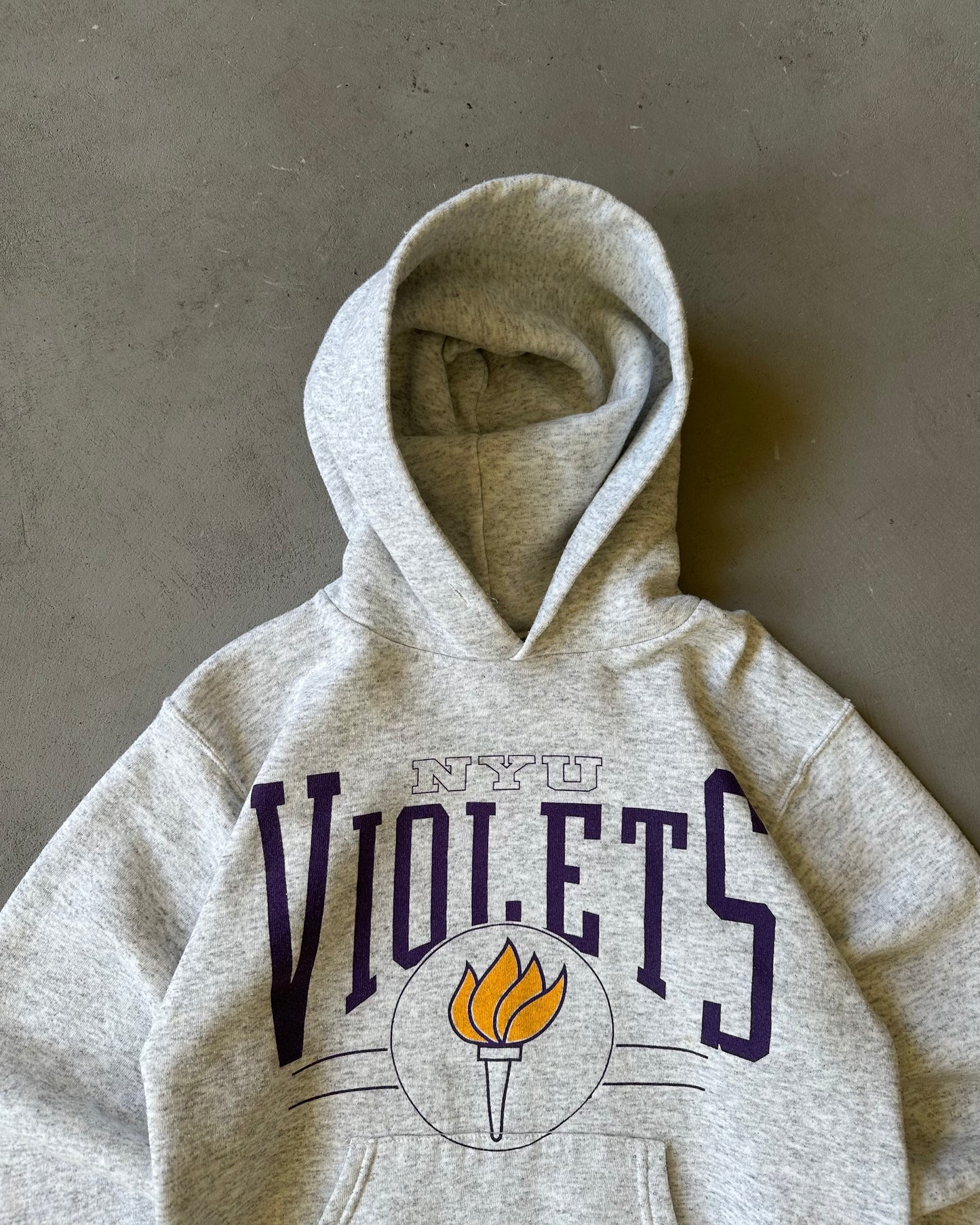 Années 90 - Sweat à capuche NYU gris cendré - XS/S