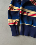1970s - NWT Blue/Red "Velvet" Striped Longsleeve Polo - XS/S