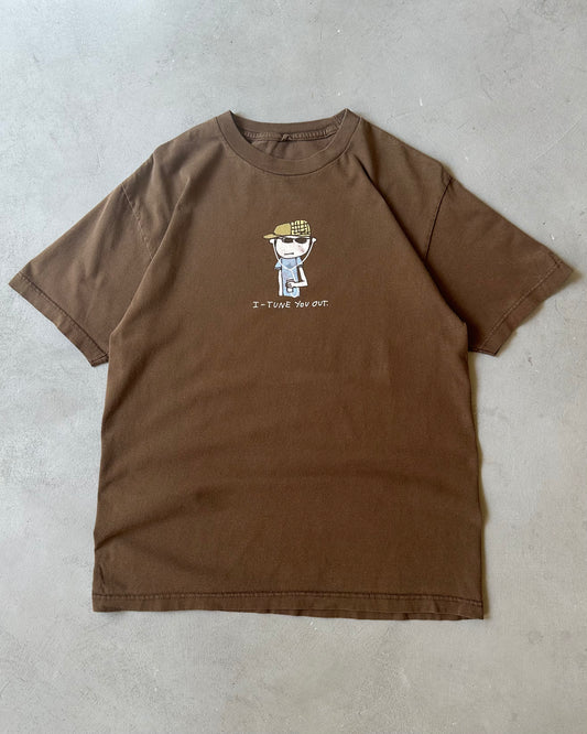2000s - Brown I-Tune You Out T-Shirt - L