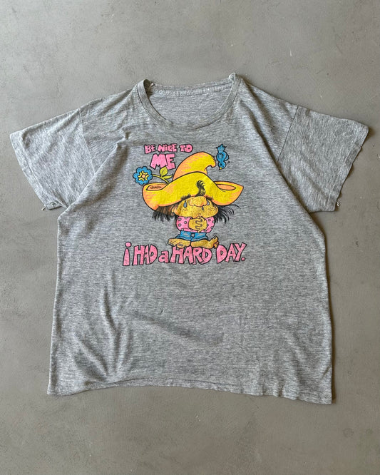 1980s - Grey Hard Day T-Shirt - M/L