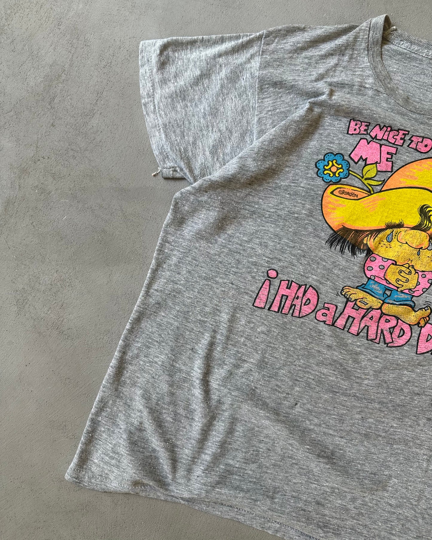 1980s - Grey Hard Day T-Shirt - M/L