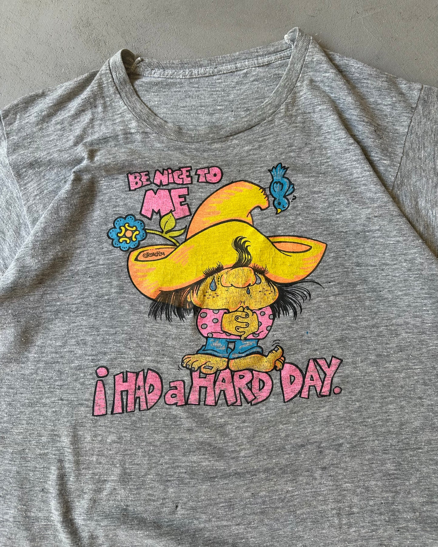 1980s - Grey Hard Day T-Shirt - M/L