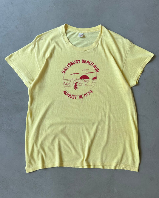 1970s - Baby Yellow Beach Run T-Shirt - L