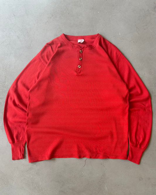 1970s - Red Henley Longsleeve - L/XL