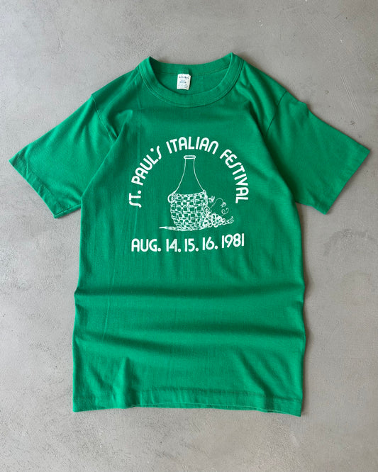 1980s - Green Italian Festival T-Shirt - S