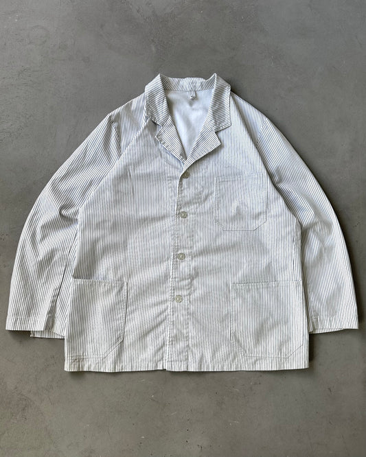 2000s - White/Black Striped French Chore - XL