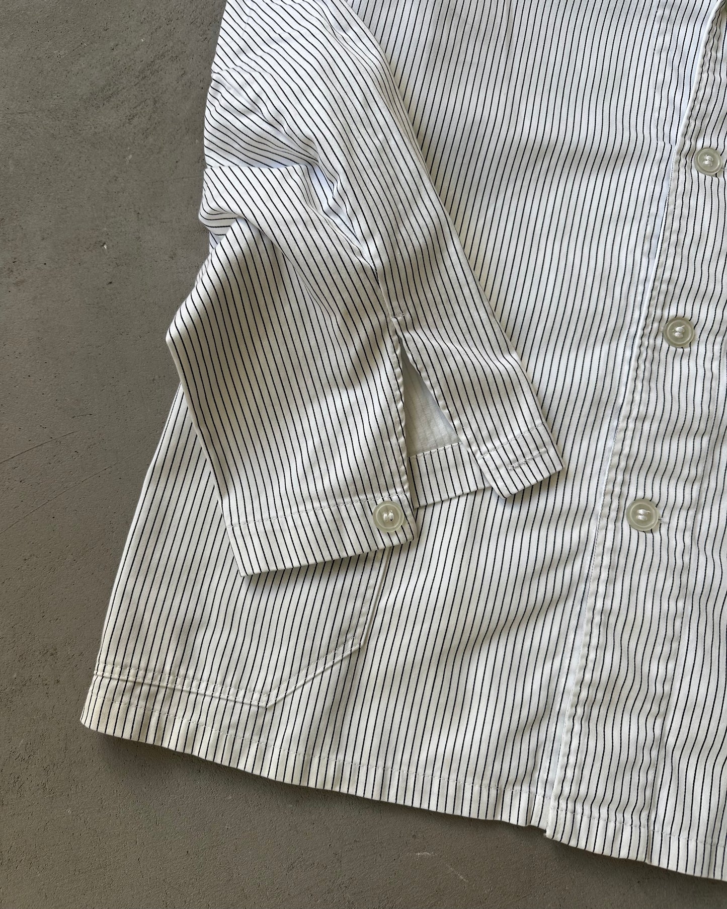 2000s - White/Black Striped French Chore - XL
