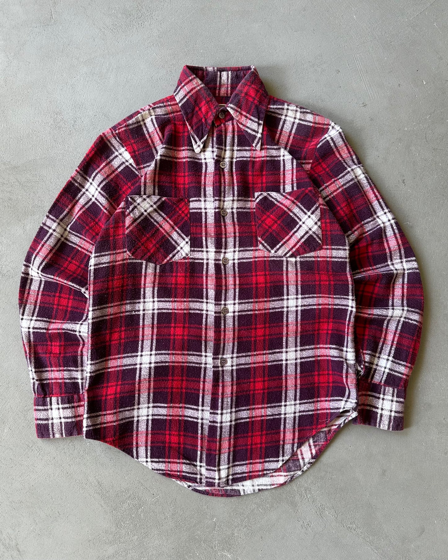1980s - Red/Burgundy Plaid Flannel - S
