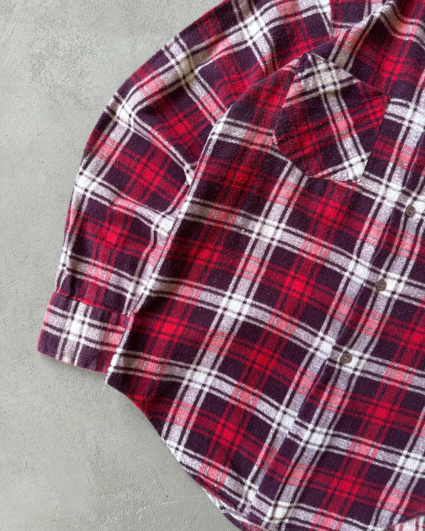 1980s - Red/Burgundy Plaid Flannel - S