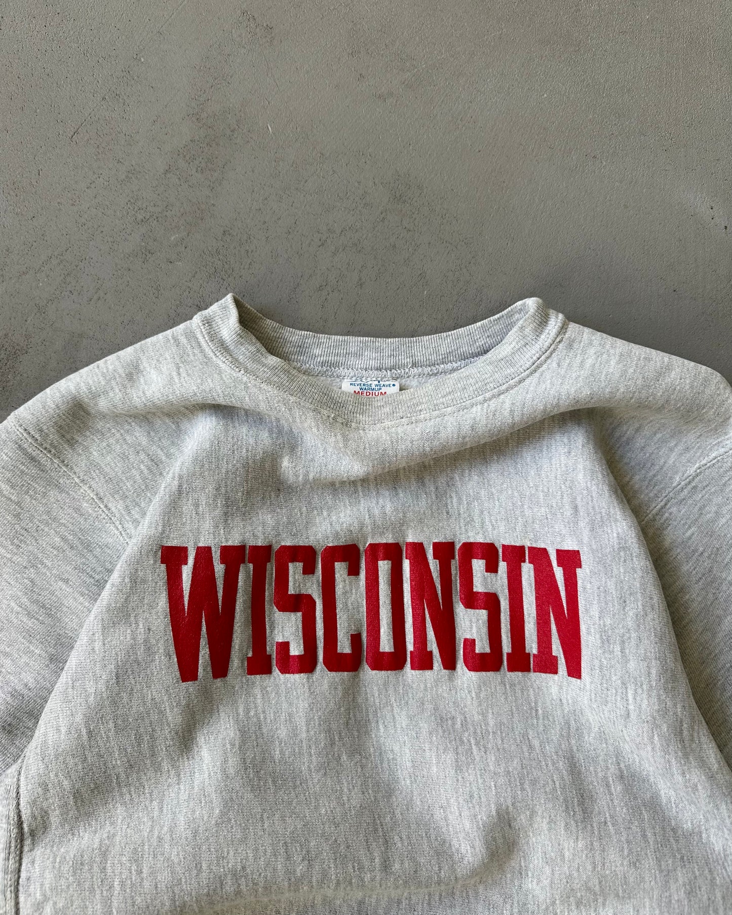 1980s - Ash Grey Wisconsin Champion Warmup Crewneck - S