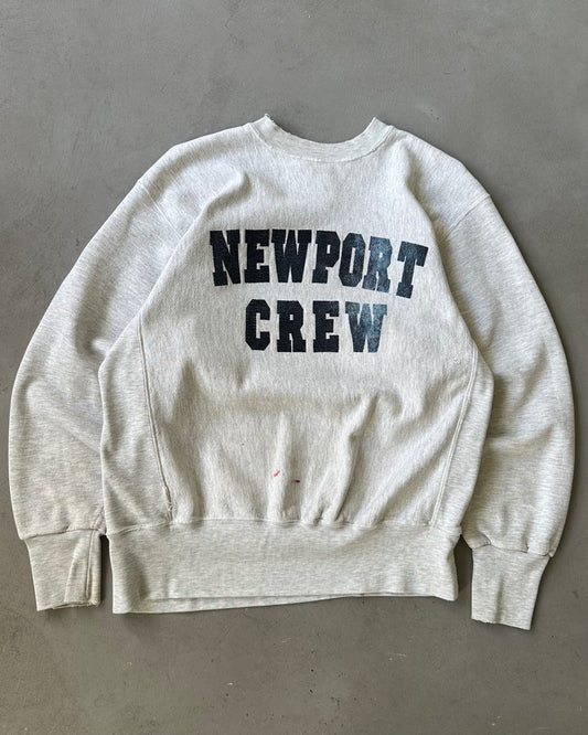 1990s - Distressed Ash Grey Newport Crewneck - L