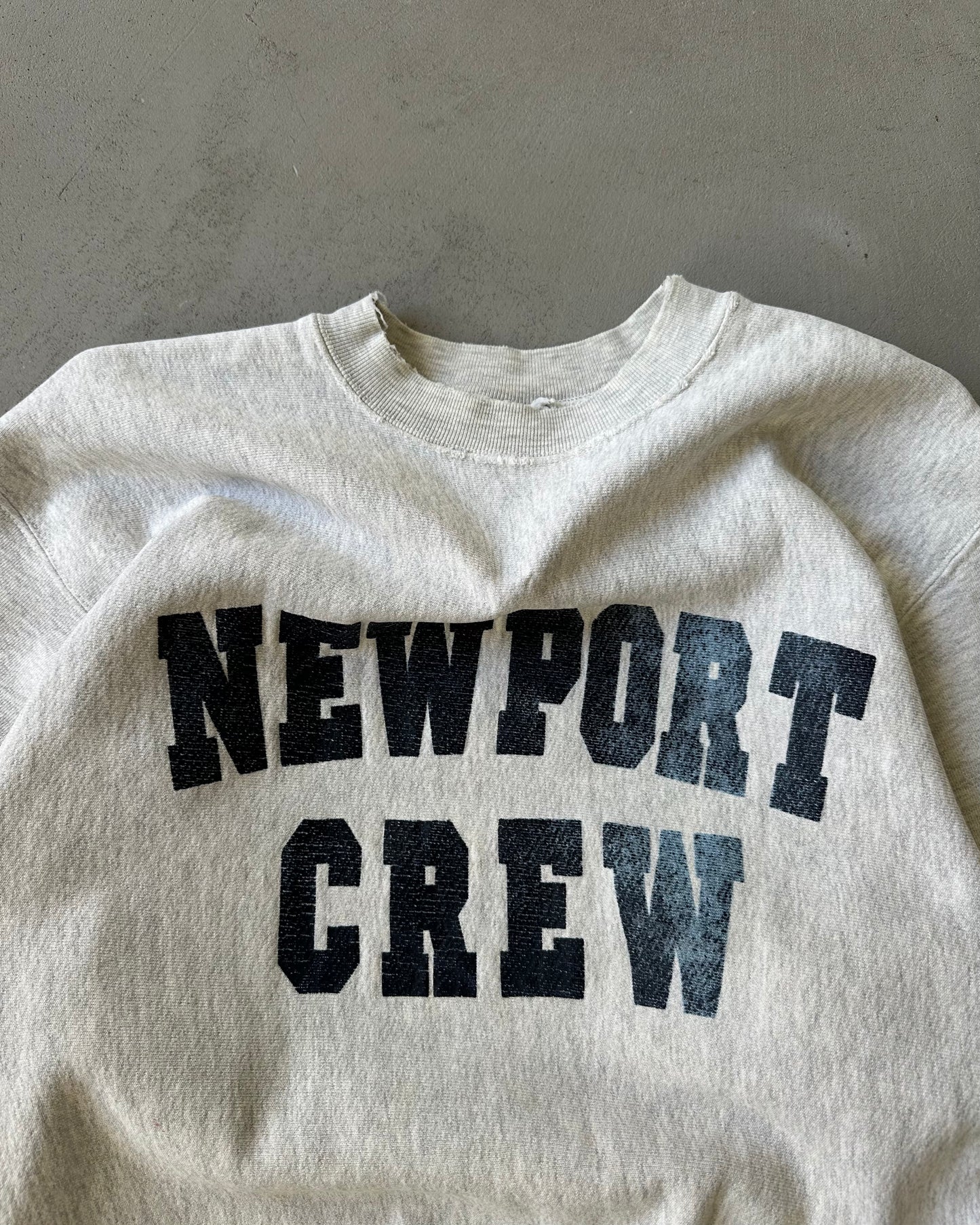 1990s - Distressed Ash Grey Newport Crewneck - L