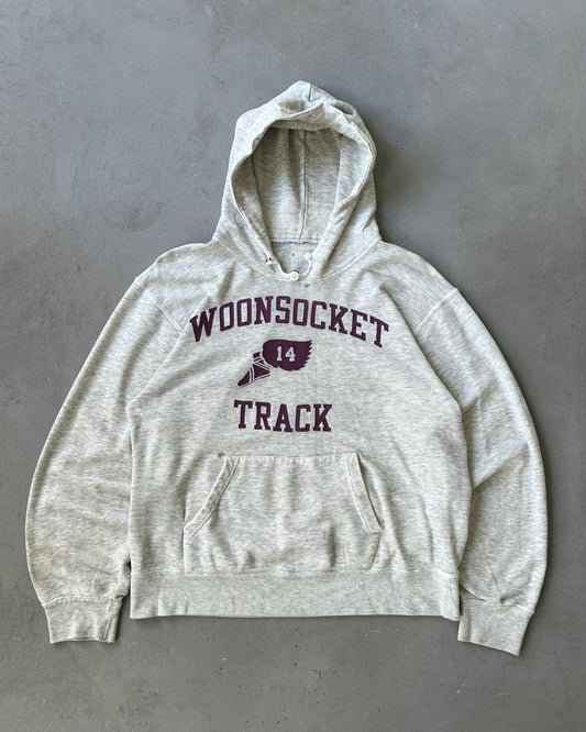 1980s - Distressed Ash Grey Woonsocket Hoodie - M