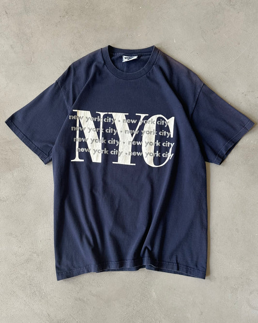 1990s - Faded Navy NYC T-Shirt - L
