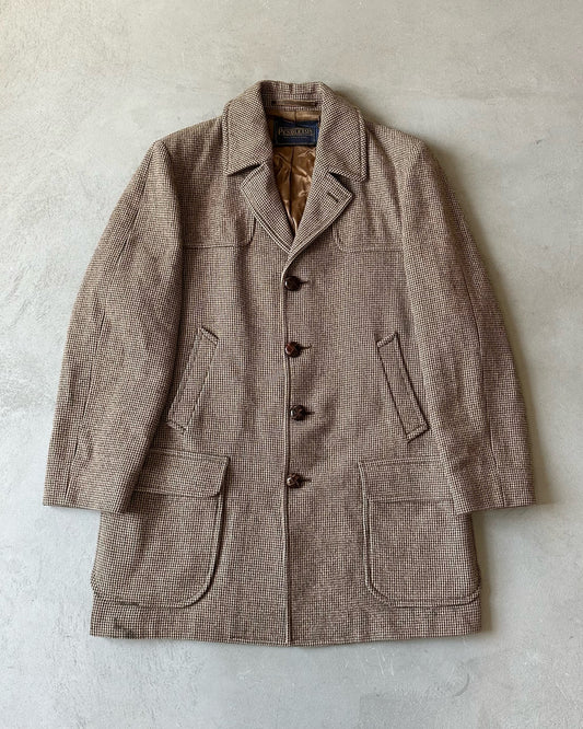 1980s - Brown Pendleton Jacquard Wool Coat - 44 (Long)