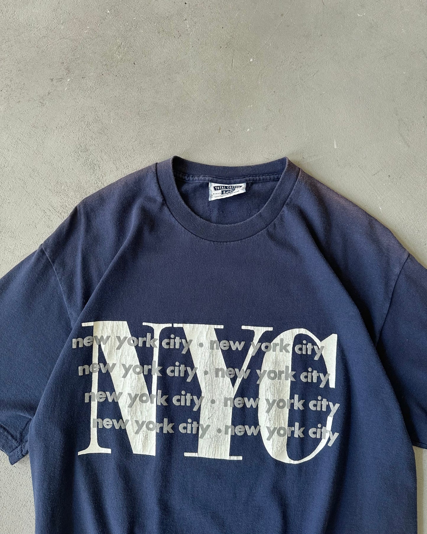 1990s - Faded Navy NYC T-Shirt - L