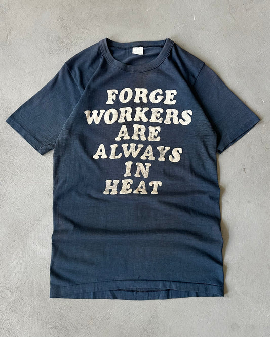 1970s - Distressed Navy Forge Workers T-Shirt - S/M