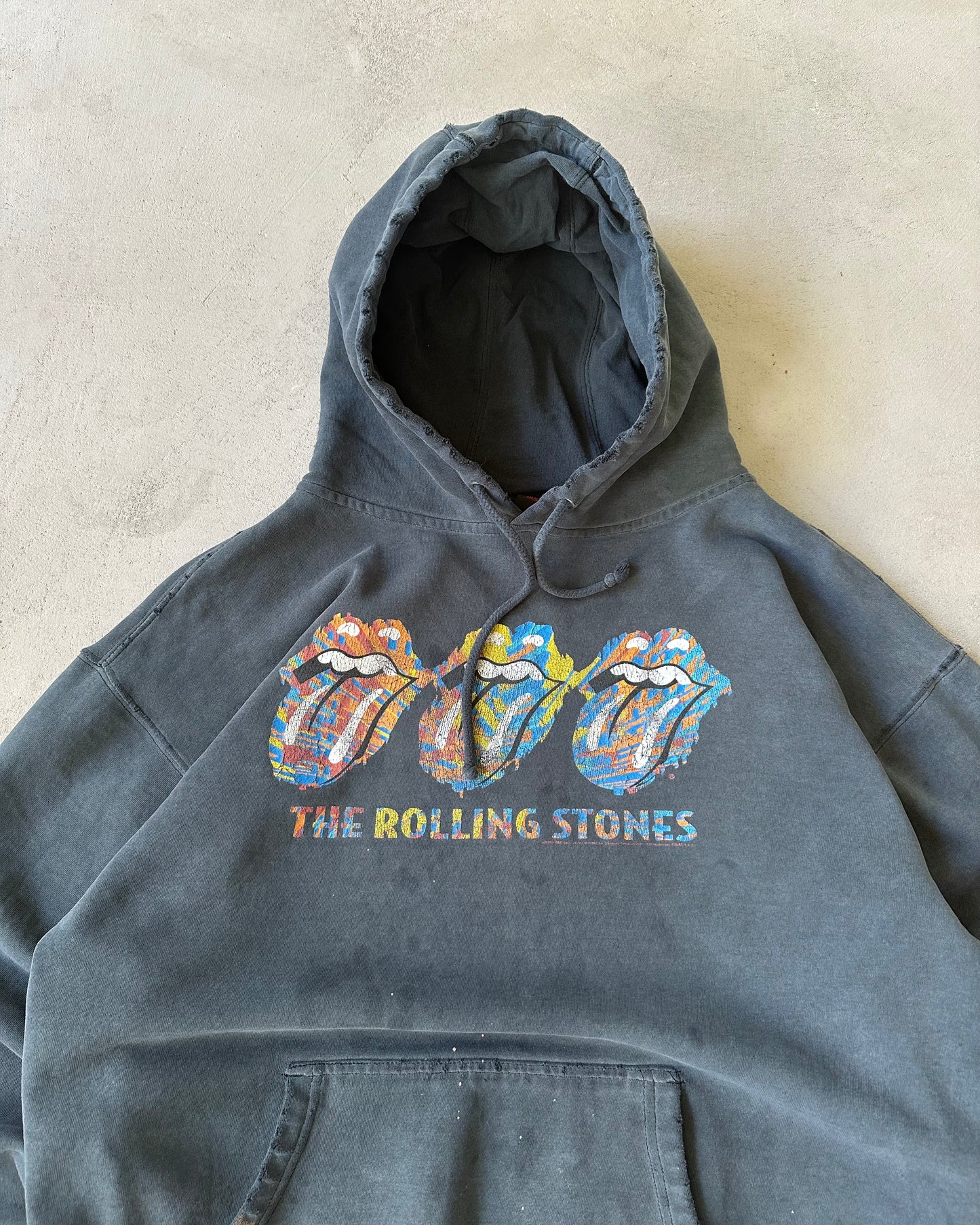 2000s - Distressed Black Rolling Stones Hoodie - M