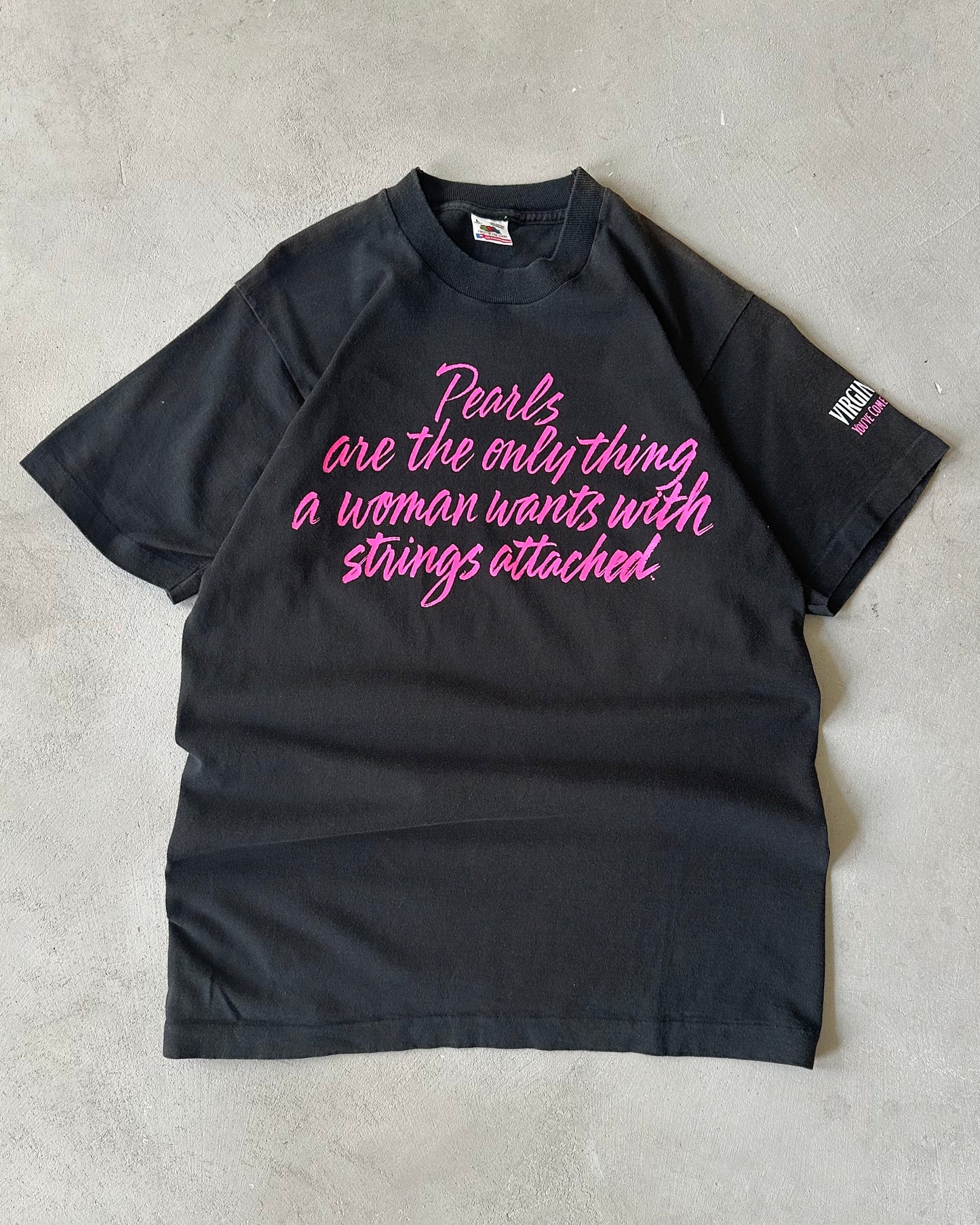 1990s - Black "Pearls" T-Shirt - M/L