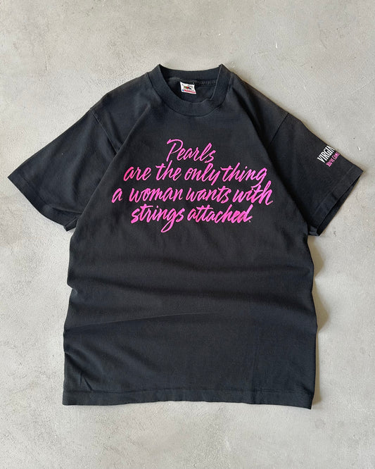 1990s - Black "Pearls" T-Shirt - M/L