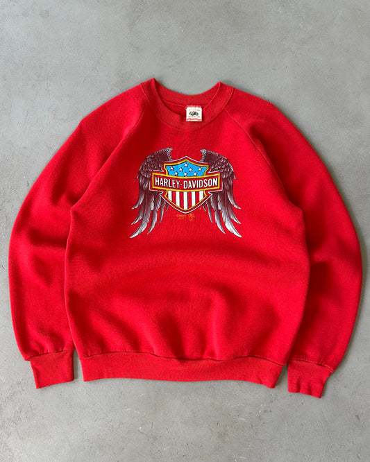 1980s - Red Harley Davidson 3D Emblem Crewneck - M