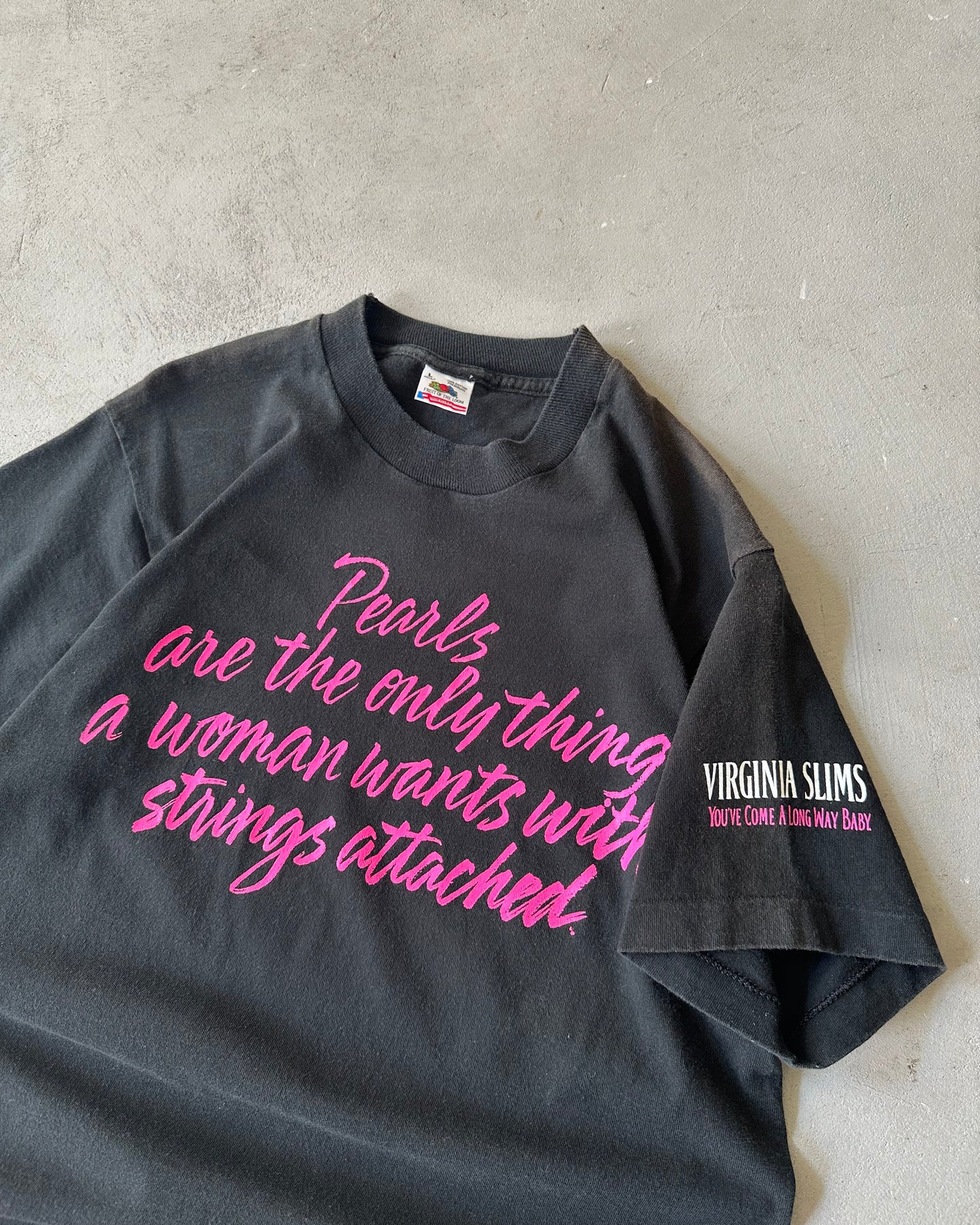 1990s - Black "Pearls" T-Shirt - M/L