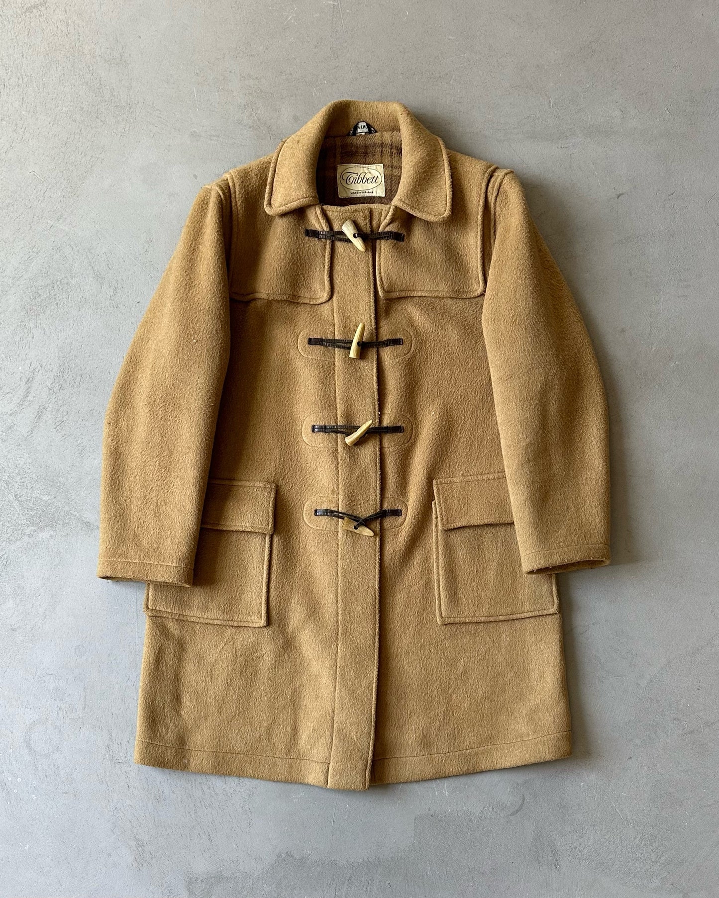 1980s - Tan Wool Duffle Coat - M/L