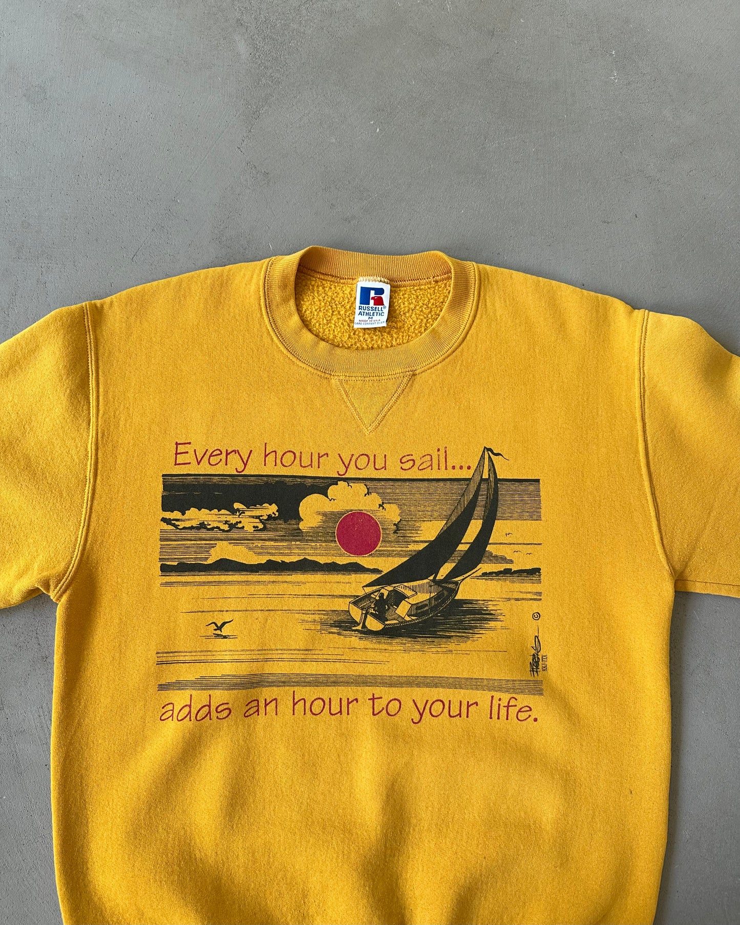 1990s - Mustard Sailing Crewneck - M