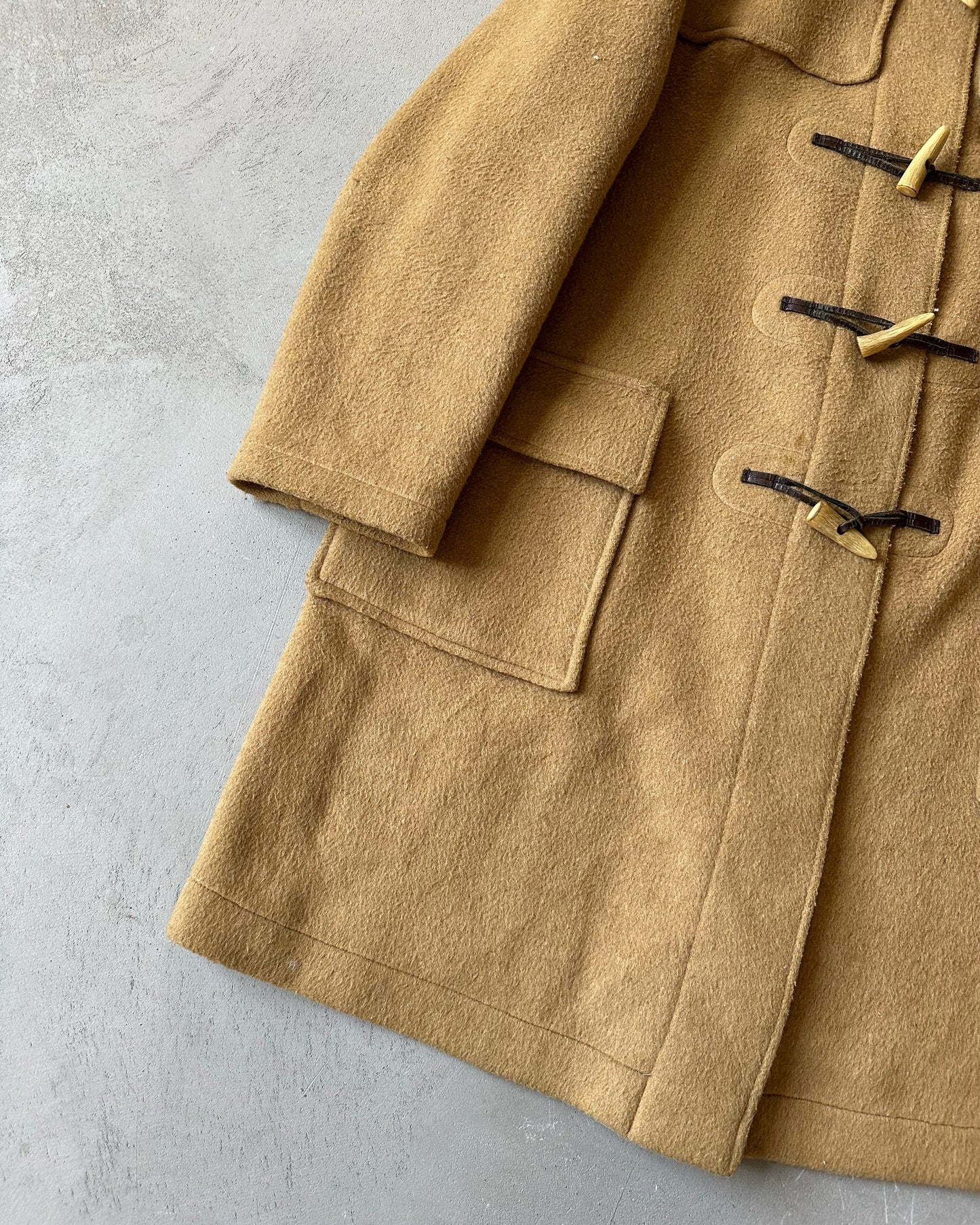 1980s - Tan Wool Duffle Coat - M/L