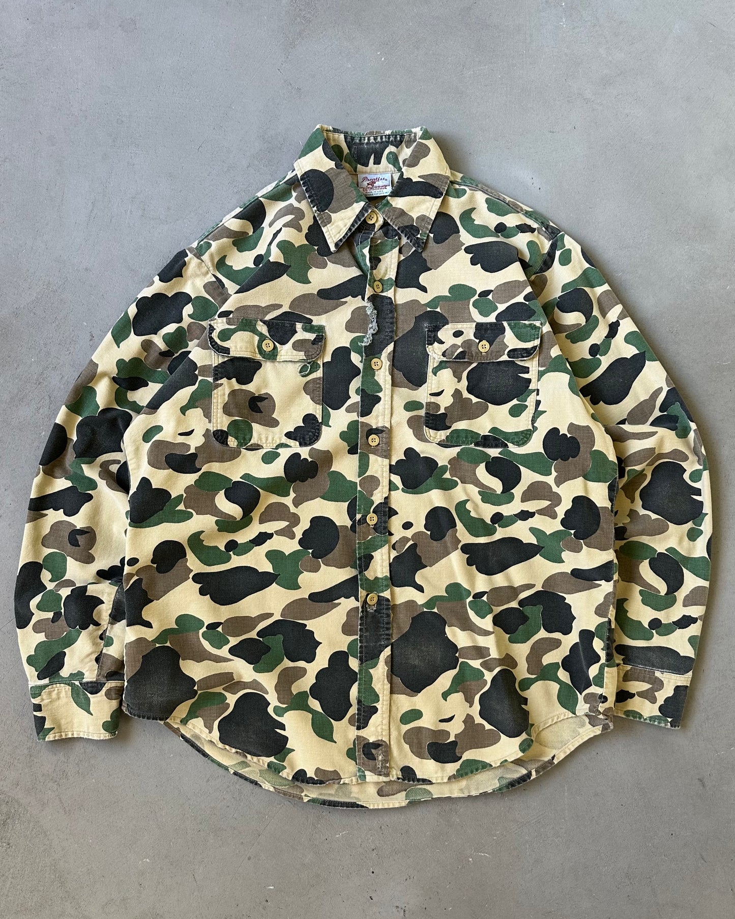 1990s - Distressed Camo Prentiss Shirt - L