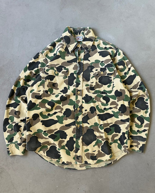 1990s - Distressed Camo Prentiss Shirt - L