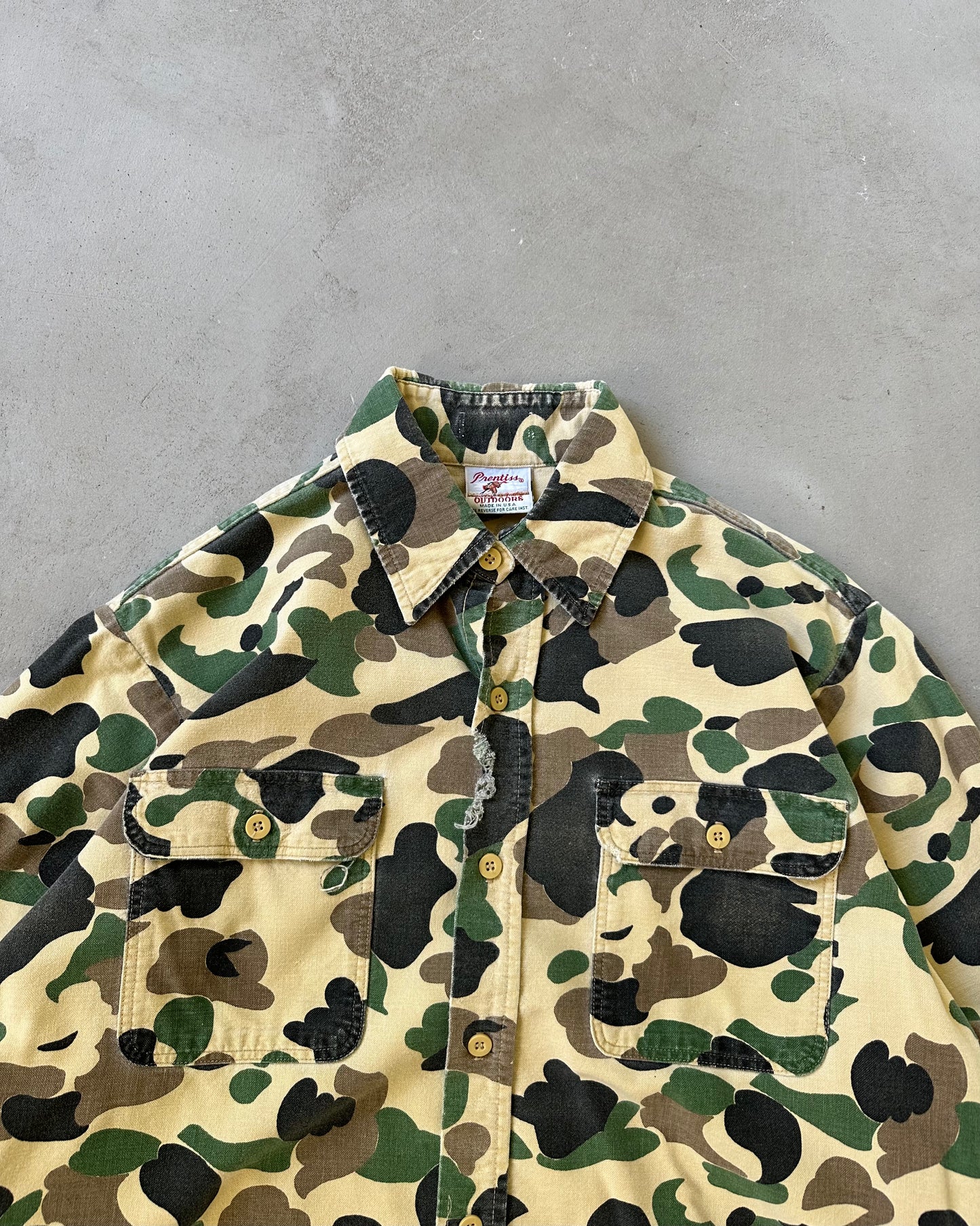 1990s - Distressed Camo Prentiss Shirt - L