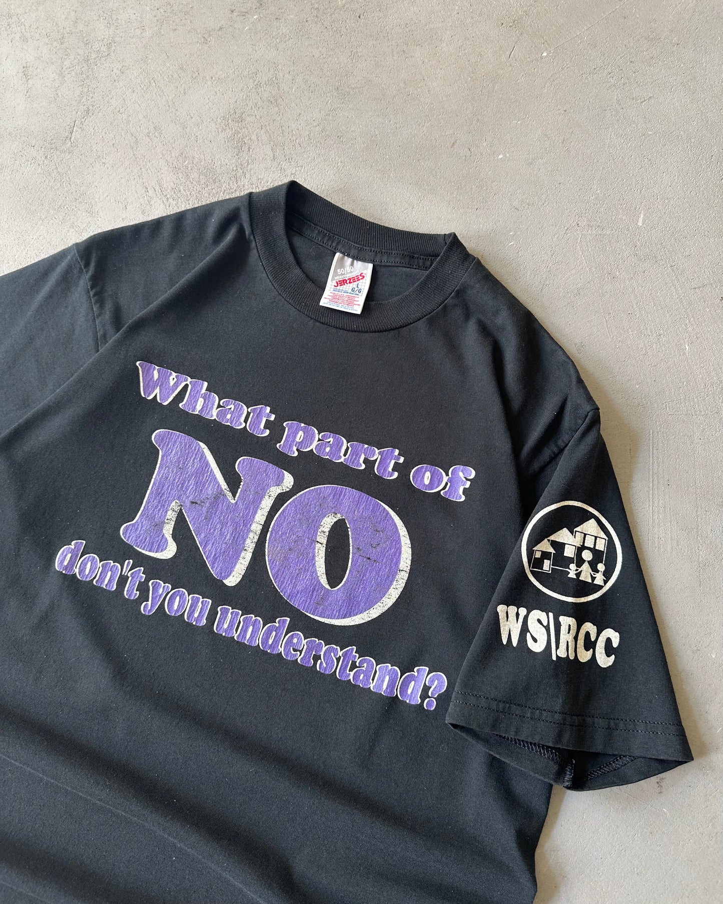 1990s - Black No Violence T-Shirt - L