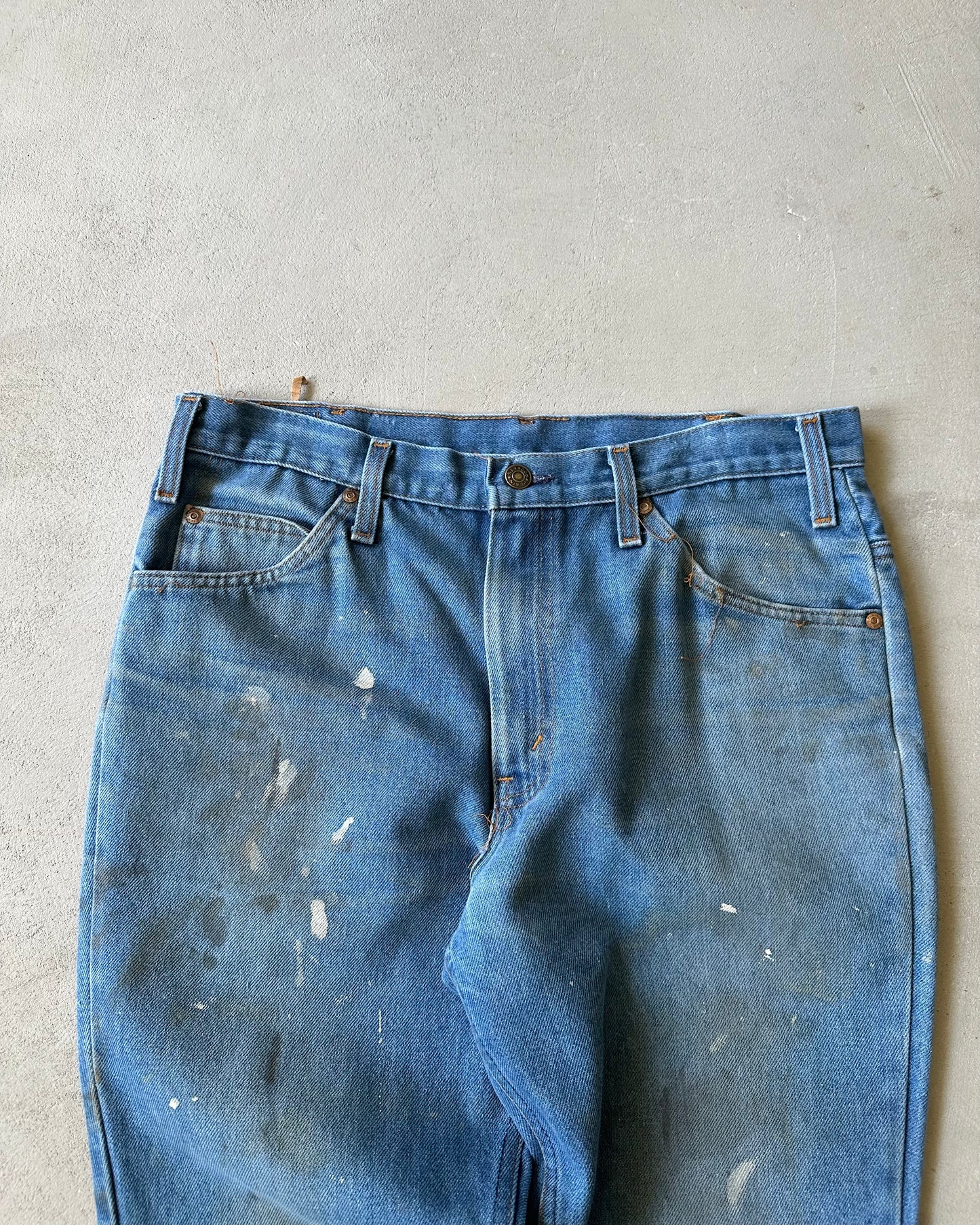 Années 80 - Jean Bootcut de Peintre à Poches Simples Vieillies - 33x28