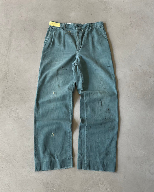 1970s - Distressed Green Work Pants - 31x29