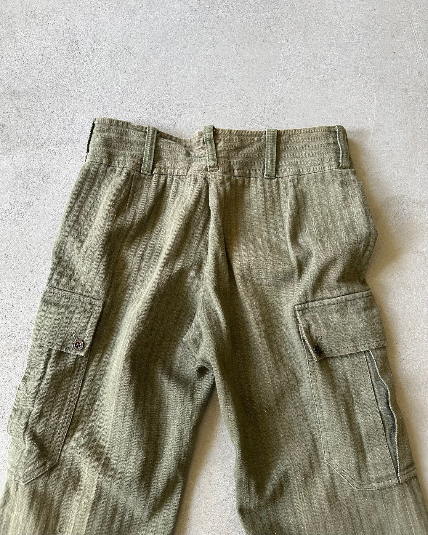Années 70 - Pantalon Cargo HBT Vert Euro - 29x29