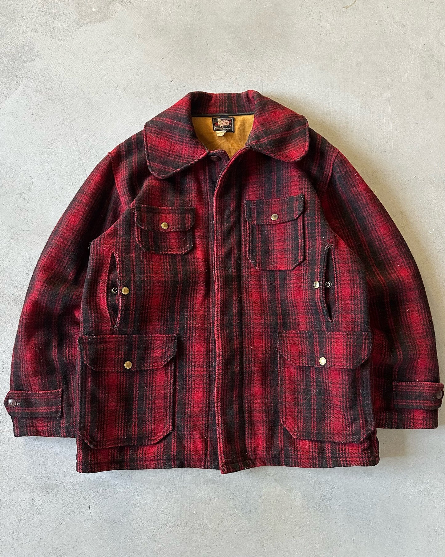 1950s - Red/Black Woolrich Plaid Hunting Coat - 44