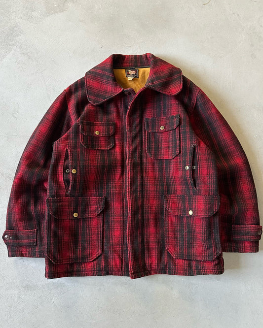 1950s - Red/Black Woolrich Plaid Hunting Coat - 44