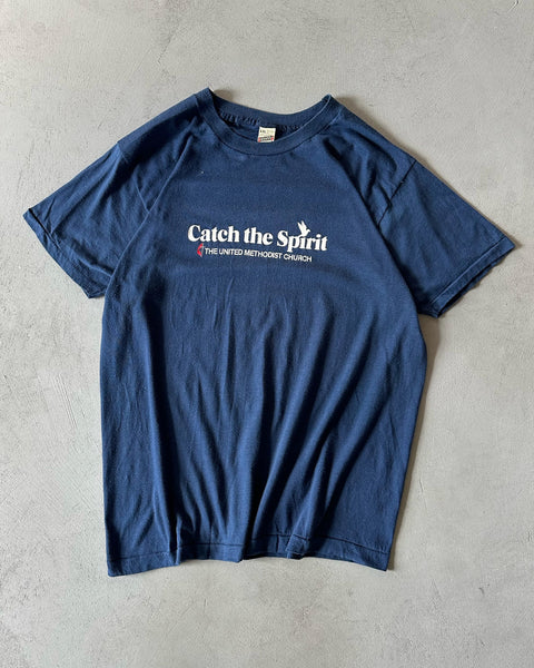 1980s - Navy "Catch The Spirit" T-Shirt - L