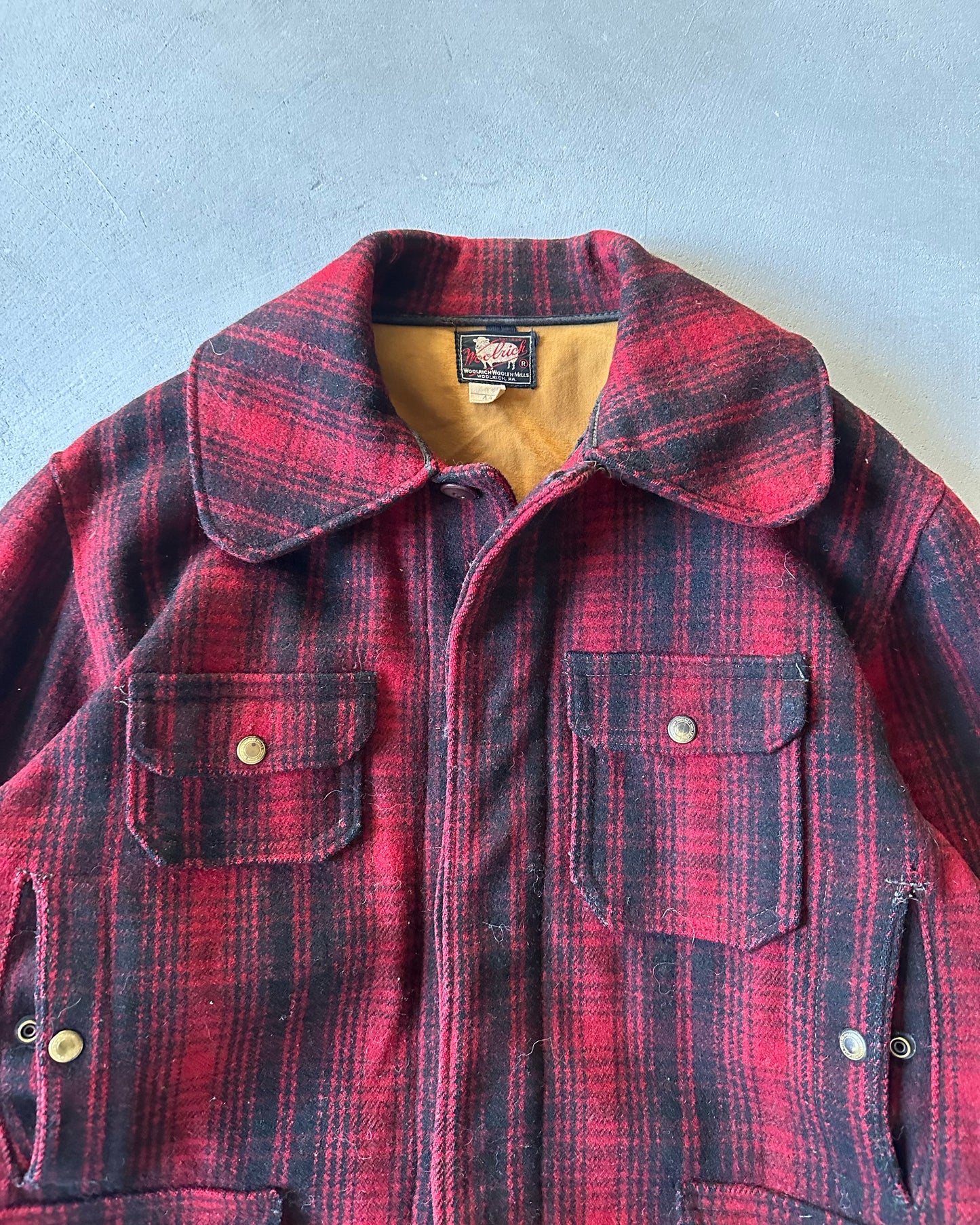 1950s - Red/Black Woolrich Plaid Hunting Coat - 44