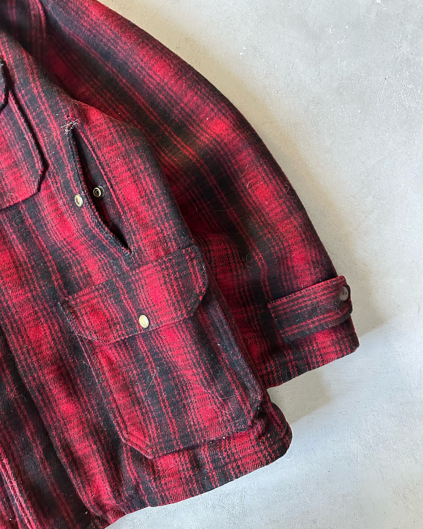 1950s - Red/Black Woolrich Plaid Hunting Coat - 44