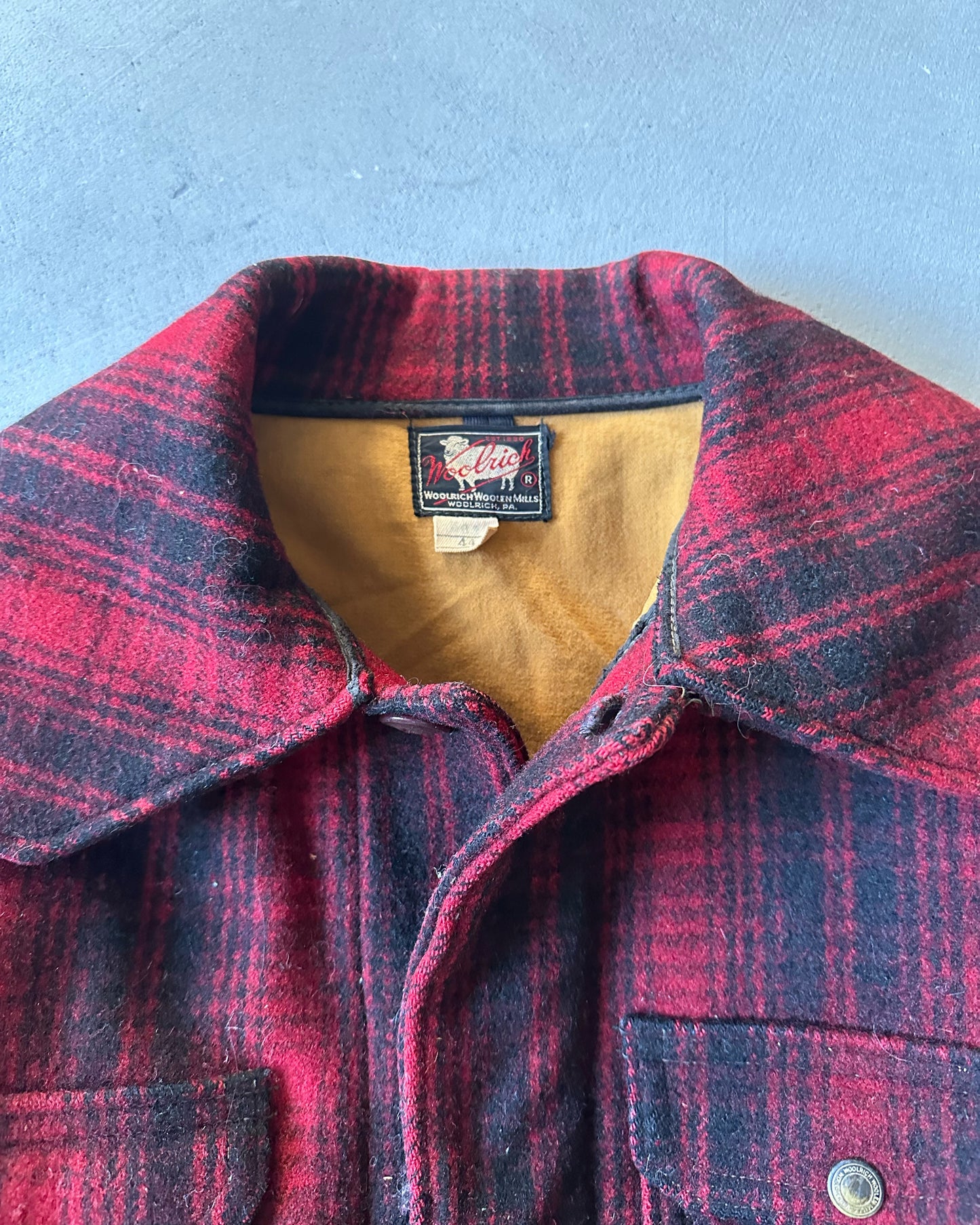 1950s - Red/Black Woolrich Plaid Hunting Coat - 44