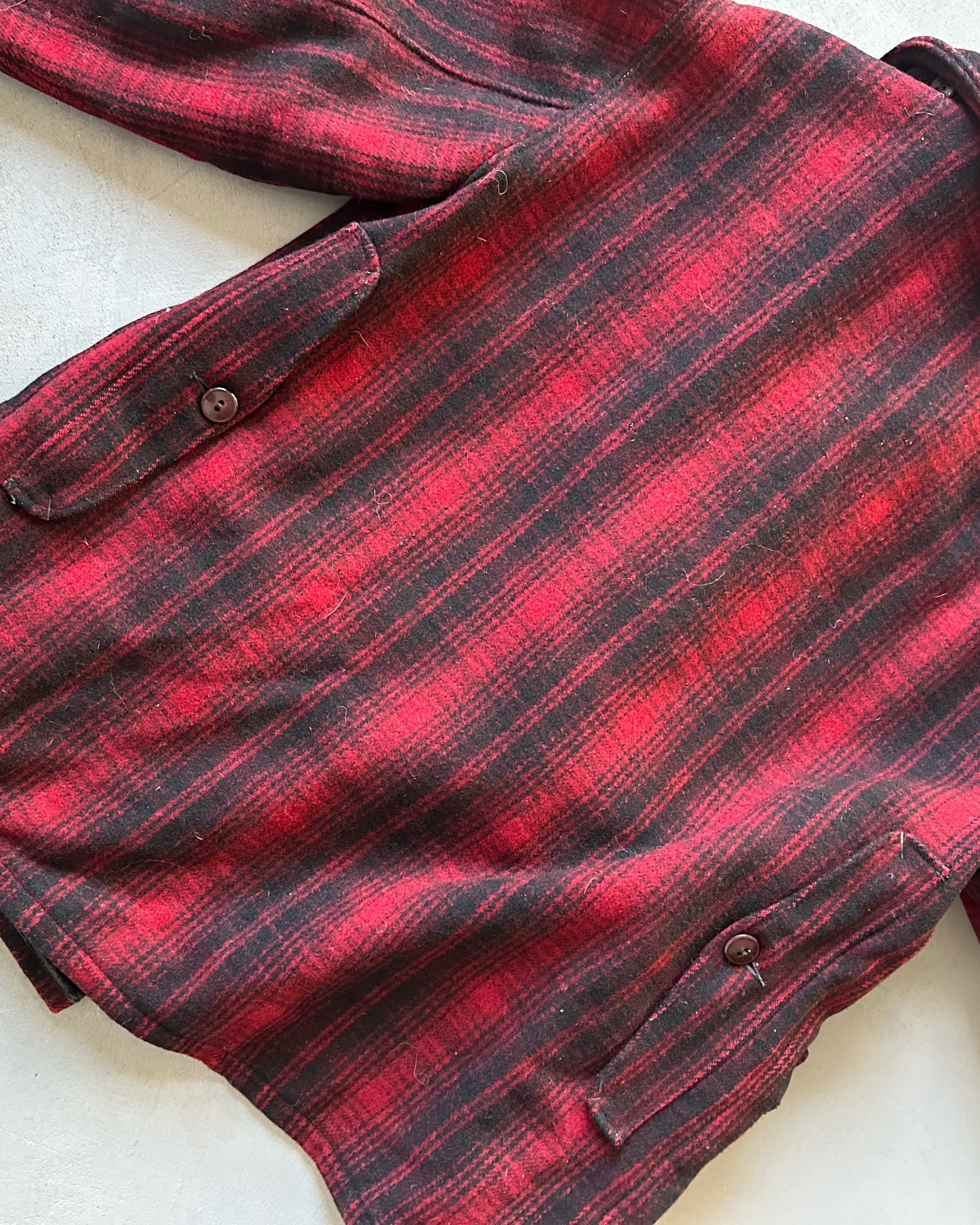 1950s - Red/Black Woolrich Plaid Hunting Coat - 44