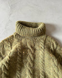1980s - Khaki Cable Knit Wool Sweater - M