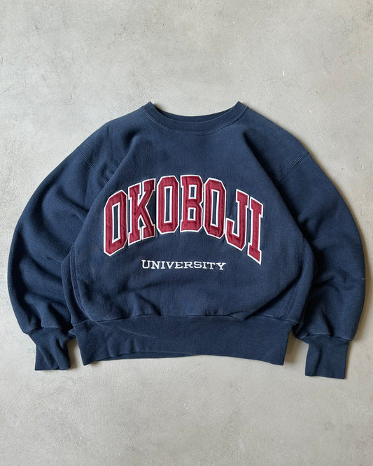 1990s - Navy Okoboji Champion RW Cropped Crewneck - M